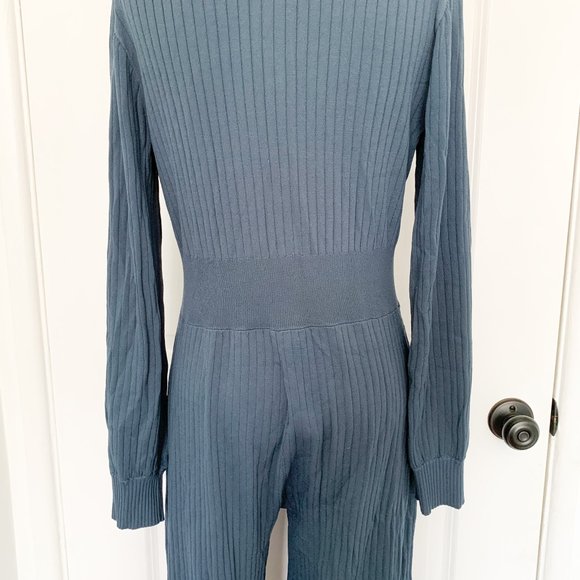 J.Crew Blue Ribbed Cropped Jumpsuit - Picture 5 of 7